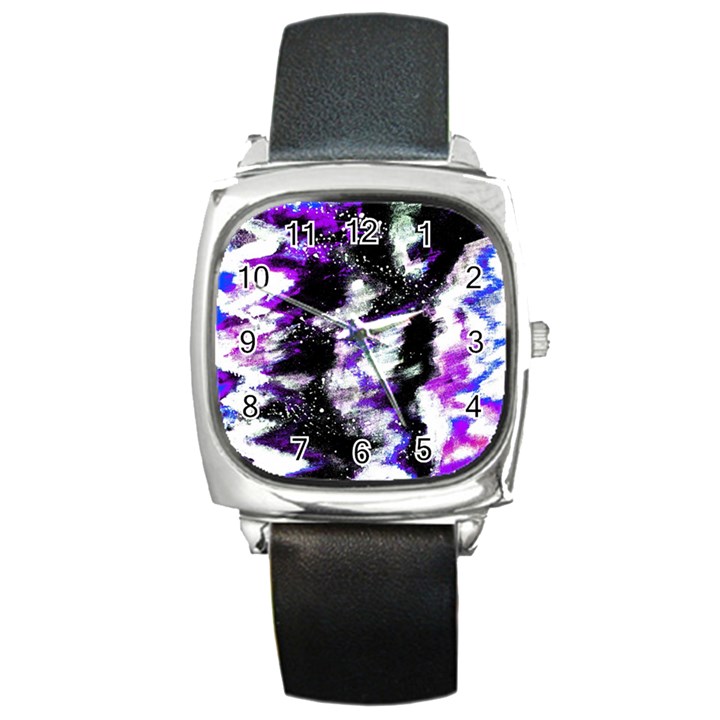 Abstract Canvas Acrylic Digital Design Square Metal Watch