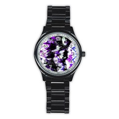 Abstract Canvas Acrylic Digital Design Stainless Steel Round Watch by Amaryn4rt