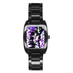 Abstract Canvas Acrylic Digital Design Stainless Steel Barrel Watch