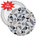 Geometric Triangle Modern Mosaic 3  Buttons (10 pack)  Front