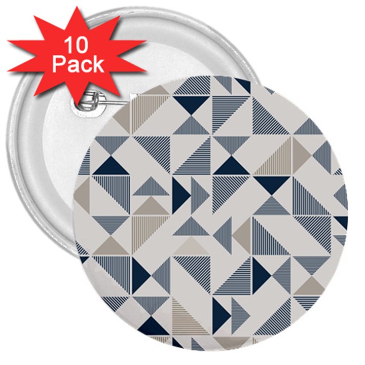 Geometric Triangle Modern Mosaic 3  Buttons (10 pack) 