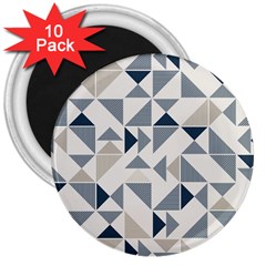 Geometric Triangle Modern Mosaic 3  Magnets (10 Pack)  by Amaryn4rt