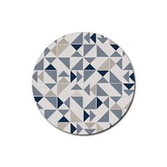 Geometric Triangle Modern Mosaic Rubber Round Coaster (4 Pack)  by Amaryn4rt