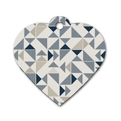 Geometric Triangle Modern Mosaic Dog Tag Heart (one Side) by Amaryn4rt