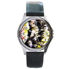 Canvas Acrylic Digital Design Art Round Metal Watch