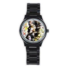 Canvas Acrylic Digital Design Art Stainless Steel Round Watch