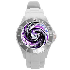 Canvas Acrylic Digital Design Round Plastic Sport Watch (l)