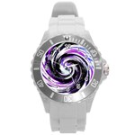 Canvas Acrylic Digital Design Round Plastic Sport Watch (L) Front