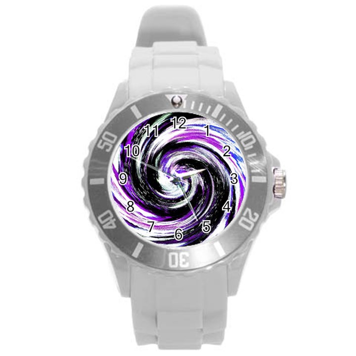 Canvas Acrylic Digital Design Round Plastic Sport Watch (L)