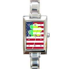 Usa Ireland American Flag Shamrock Irish Funny St Patrick Country Flag  Rectangle Italian Charm Watch by yoursparklingshop