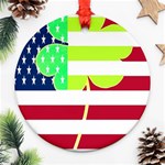 USA Ireland American Flag Shamrock Irish Funny St Patrick Country Flag  Ornament (Round)  Front