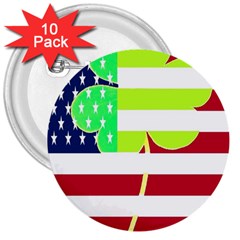 Usa Ireland American Flag Shamrock Irish Funny St Patrick Country Flag  3  Buttons (10 Pack) 