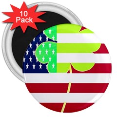 Usa Ireland American Flag Shamrock Irish Funny St Patrick Country Flag  3  Magnets (10 Pack)  by yoursparklingshop