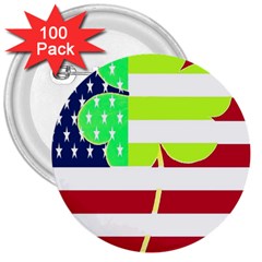 Usa Ireland American Flag Shamrock Irish Funny St Patrick Country Flag  3  Buttons (100 Pack)  by yoursparklingshop