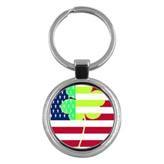 Usa Ireland American Flag Shamrock Irish Funny St Patrick Country Flag  Key Chains (round)  by yoursparklingshop