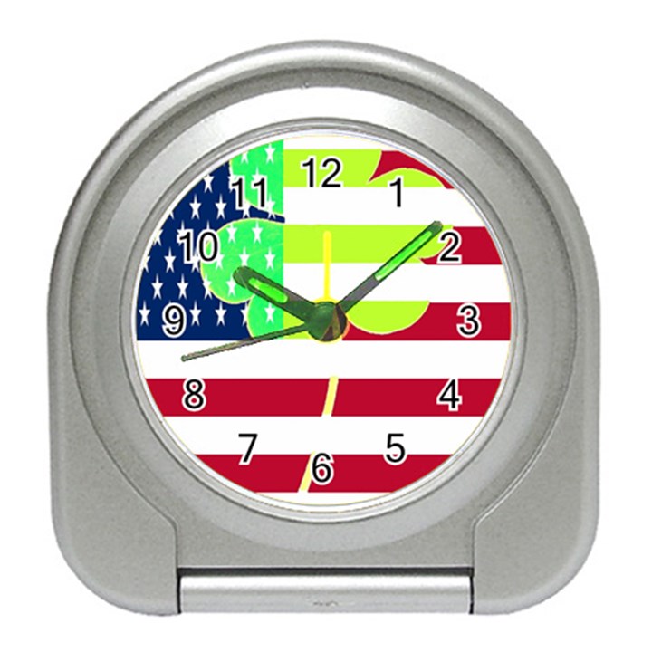 USA Ireland American Flag Shamrock Irish Funny St Patrick Country Flag  Travel Alarm Clocks