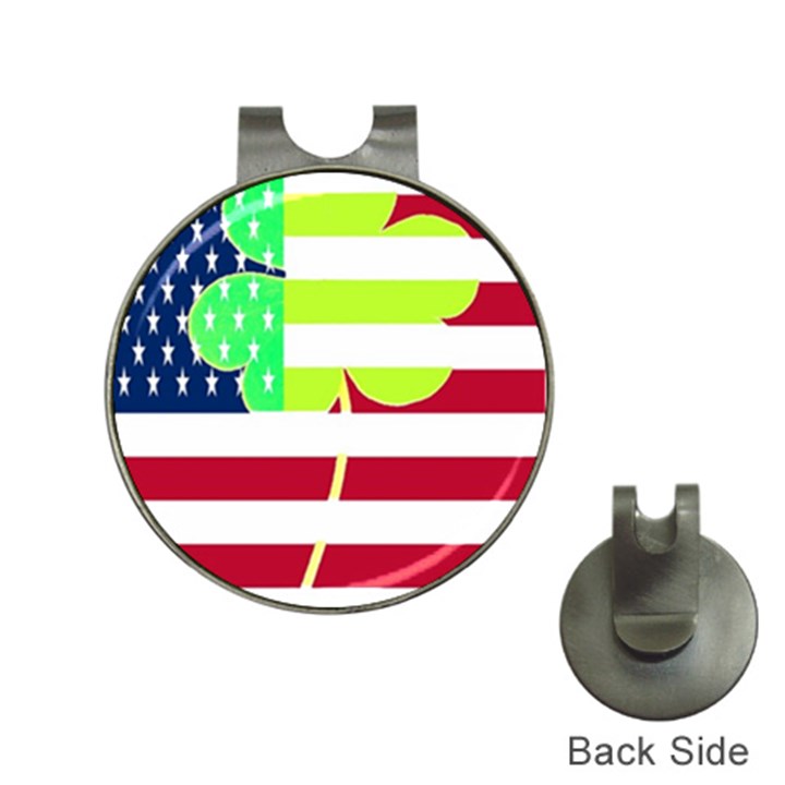 USA Ireland American Flag Shamrock Irish Funny St Patrick Country Flag  Hat Clips with Golf Markers