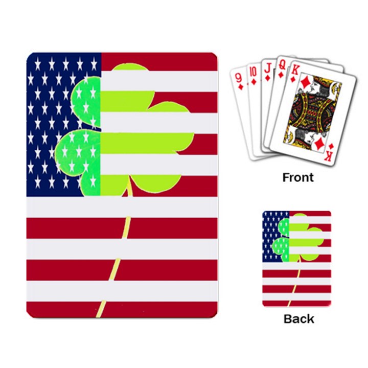 USA Ireland American Flag Shamrock Irish Funny St Patrick Country Flag  Playing Card