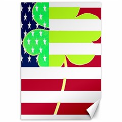 Usa Ireland American Flag Shamrock Irish Funny St Patrick Country Flag  Canvas 12  X 18   by yoursparklingshop