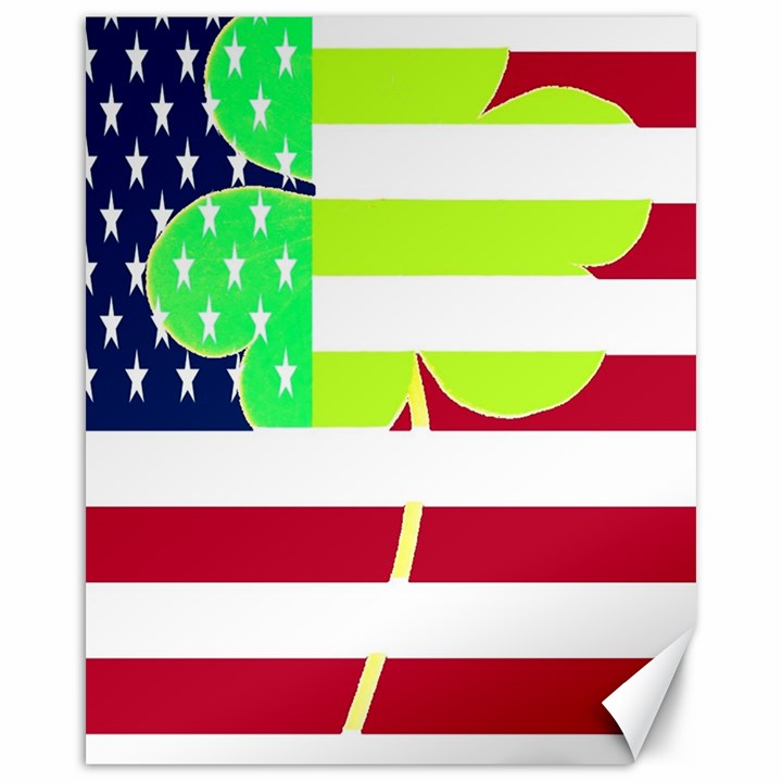 USA Ireland American Flag Shamrock Irish Funny St Patrick Country Flag  Canvas 16  x 20  