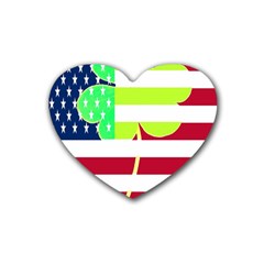 Usa Ireland American Flag Shamrock Irish Funny St Patrick Country Flag  Rubber Coaster (heart) 