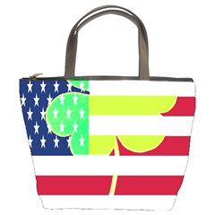 Usa Ireland American Flag Shamrock Irish Funny St Patrick Country Flag  Bucket Bags by yoursparklingshop