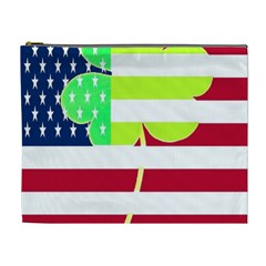 Usa Ireland American Flag Shamrock Irish Funny St Patrick Country Flag  Cosmetic Bag (xl) by yoursparklingshop