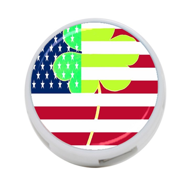 USA Ireland American Flag Shamrock Irish Funny St Patrick Country Flag  4-Port USB Hub (Two Sides) 