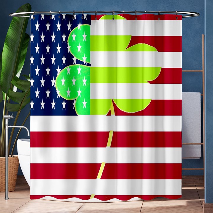 USA Ireland American Flag Shamrock Irish Funny St Patrick Country Flag  Shower Curtain 60  x 72  (Medium) 