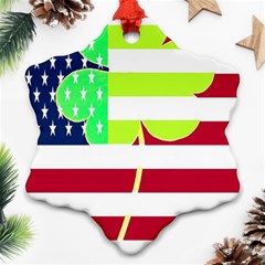 Usa Ireland American Flag Shamrock Irish Funny St Patrick Country Flag  Ornament (snowflake) 