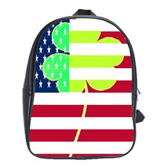 Usa Ireland American Flag Shamrock Irish Funny St Patrick Country Flag  School Bags (xl)  by yoursparklingshop