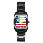 USA Ireland American Flag Shamrock Irish Funny St Patrick Country Flag  Stainless Steel Barrel Watch Front