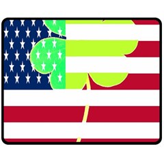 Usa Ireland American Flag Shamrock Irish Funny St Patrick Country Flag  Double Sided Fleece Blanket (medium)  by yoursparklingshop