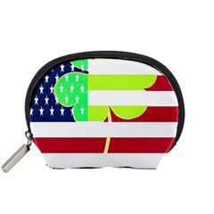 Usa Ireland American Flag Shamrock Irish Funny St Patrick Country Flag  Accessory Pouches (small)  by yoursparklingshop