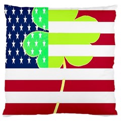 Usa Ireland American Flag Shamrock Irish Funny St Patrick Country Flag  Large Flano Cushion Case (two Sides) by yoursparklingshop