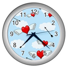 Love Hunting Wall Clocks (silver)  by Valentinaart