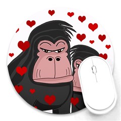 Gorillas Love Round Mousepads by Valentinaart