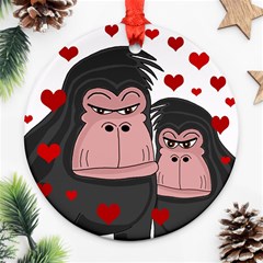 Gorillas Love Ornament (round)  by Valentinaart