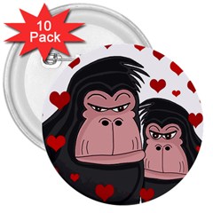 Gorillas Love 3  Buttons (10 Pack) 