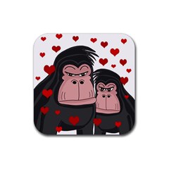 Gorillas Love Rubber Coaster (square)  by Valentinaart