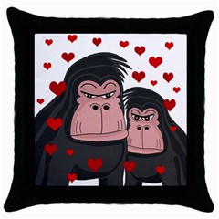 Gorillas Love Throw Pillow Case (black) by Valentinaart