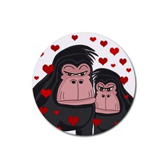 Gorillas Love Rubber Coaster (round)  by Valentinaart