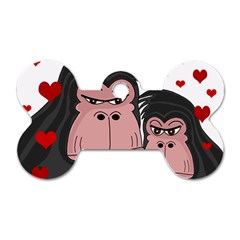 Gorillas Love Dog Tag Bone (one Side) by Valentinaart