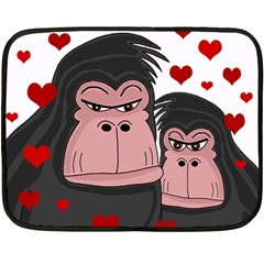 Gorillas Love Double Sided Fleece Blanket (mini)  by Valentinaart