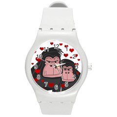 Gorillas Love Round Plastic Sport Watch (m) by Valentinaart