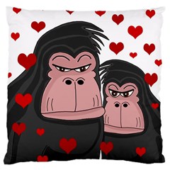 Gorillas Love Large Cushion Case (one Side) by Valentinaart