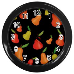 Pears Pattern Wall Clocks (black) by Valentinaart