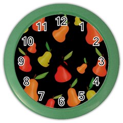 Pears Pattern Color Wall Clocks by Valentinaart