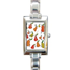 Decorative Pears Pattern Rectangle Italian Charm Watch by Valentinaart