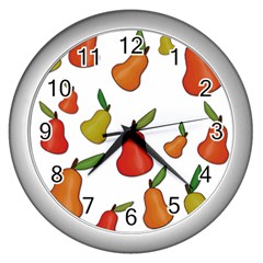 Decorative Pears Pattern Wall Clocks (silver)  by Valentinaart